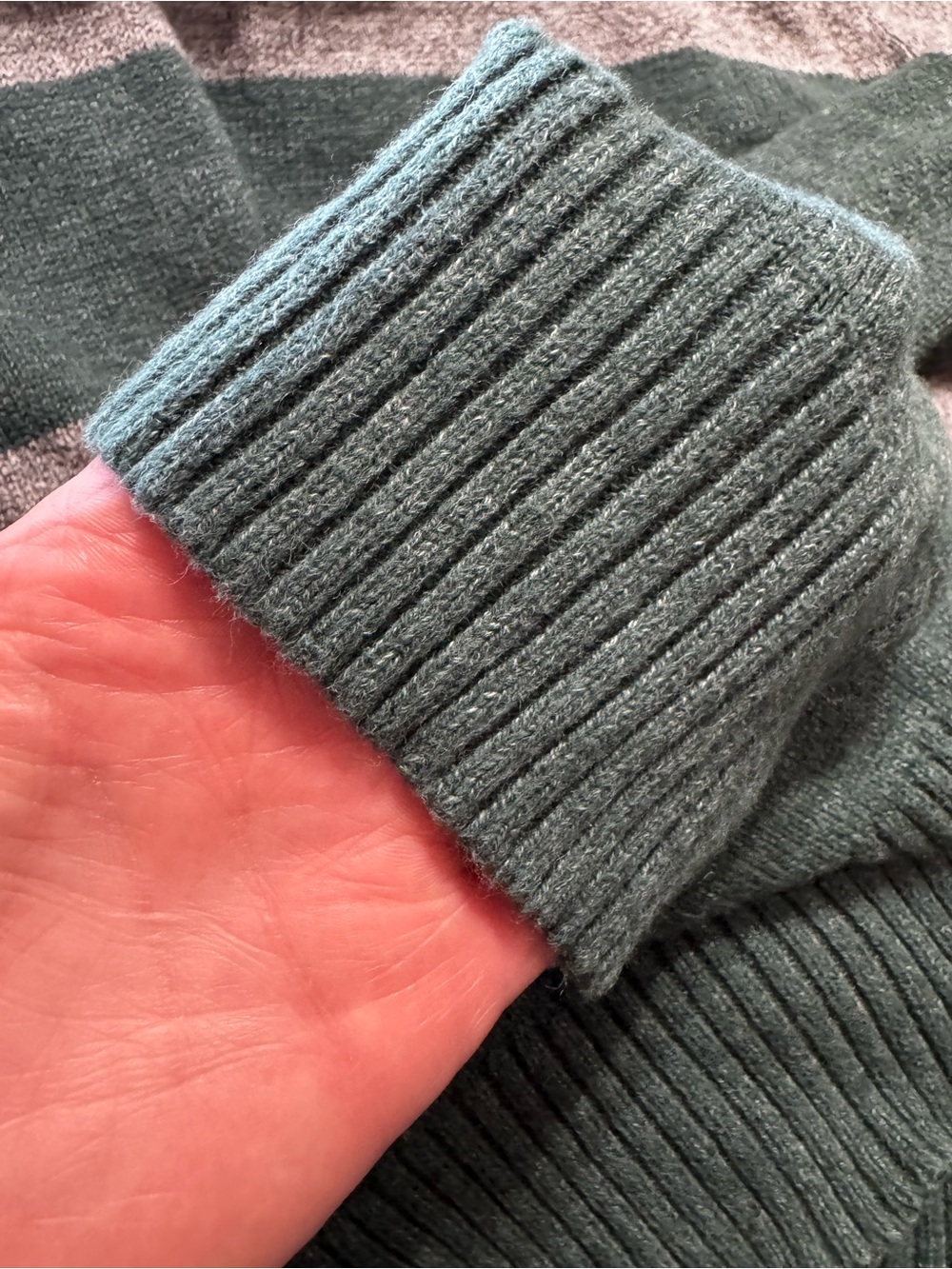 J Crew Green & Gray Striped Crewneck Sweater - Men's - Picture 5 of 5